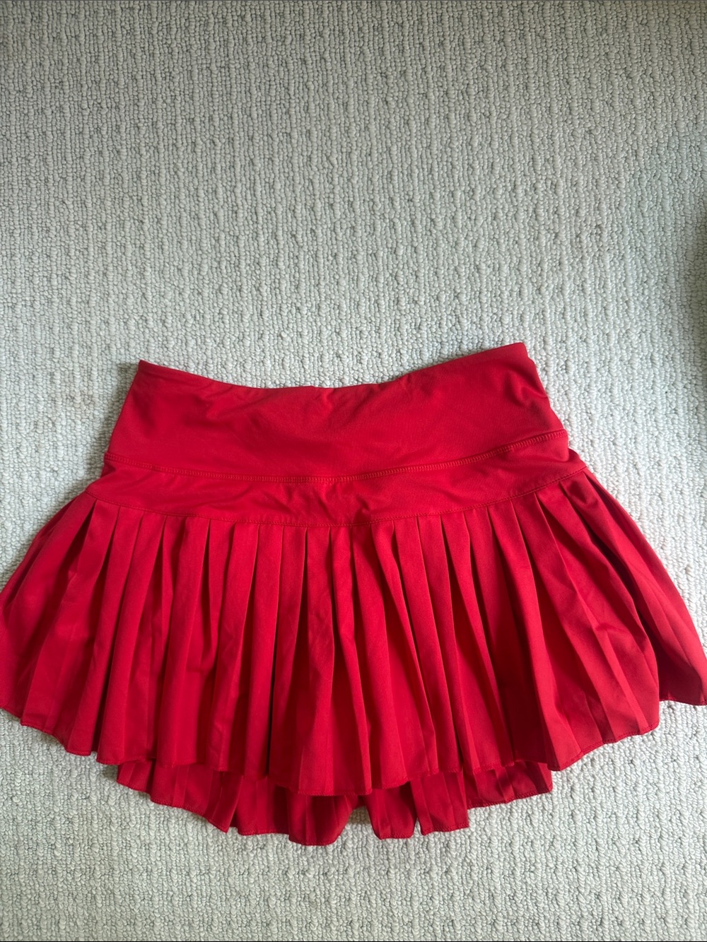 Red Pleated Circle Skater Skirt - Women
